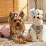3Pack Dog Shirt Cotton Striped T-Shirts Stretchy Comfortable Pet Vest for Puppy and Cat Super Soft Dog Shirts Vest Sleeveless Breathable Basic Clothes for Small Medium Large Boy Girl Dogs