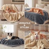 AIPERRO Waterproof Dog Blanket for Large Dogs, Washable Soft Puppy Cat Blanket Flannel Cotton Velour for Sofa Couch Protector, Comfort & Security Reversible Bed Protection for Pet, 60"X80", Gray