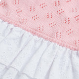 Blueberry Pet My Cutie Princess Ruffle Collar Dog Sweater Dress with Guipure Lace, Pink, Back Length 16", Fall Winter Clothes for Girl Dogs