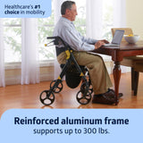 Medline Premium Empower Folding Mobility Rollator Walker with Memory Foam Seat, Black, 300 lb. Weight Capacity, 8” Wheels, Cupholder,Rolling Walker for Mobility Impairment, Adjustable Handles