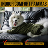 OneTigris Dog Pajamas - Breathable Modal Stretch Dog Clothes, Four-Legged Cold Weather Clothes, Anti-Shedding Suit Onesie with Back Locking Zipper and Adjustable Chest Drawcord