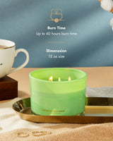 96NORTH Luxury Eucalyptus & Sage Soy Candle | Large 3 Wick Jar Candle | Up to 40 Hours Burning Time | 100% Natural Soy Wax | Housewarming Gift for Men and Women