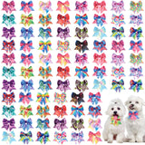 Wesiti 80 Pcs Dog Bows Ties for Small Dogs Assorted Pattern Pet Bowtie Collar Bows Cat Bowtie Collar Bowknot for Small Medium Puppy Pet Photography Grooming Party(Lively Style)