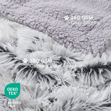 Luciphia Large Waterproof Dog Blanket for Pet Washable Liquid Proof Bed Intimacy Protection Shaggy Plush Calming Long Faux Fur Couch Cover Calming Cat Throw Blankets, Mist Grey, 60" x 80"