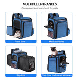 Groxkox Cat Carrier Backpack for Travel,Dog Carrier Backpack for Large cat, Small Dogs,Puppies Up to 20 Lbs,Expandable Cat Backpack for Outdoor Hiking,Pet Carrier Backpack,Cat Backpack Carrier (Blue)