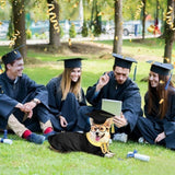Dog Cat Graduation Costume Set 5Pcs Pet Graduation Gown Stole Puppy Grad Cap Lensless Glasses DIY Letter Stickers for Christmas Halloween Holiday (Noble Purple, Small)