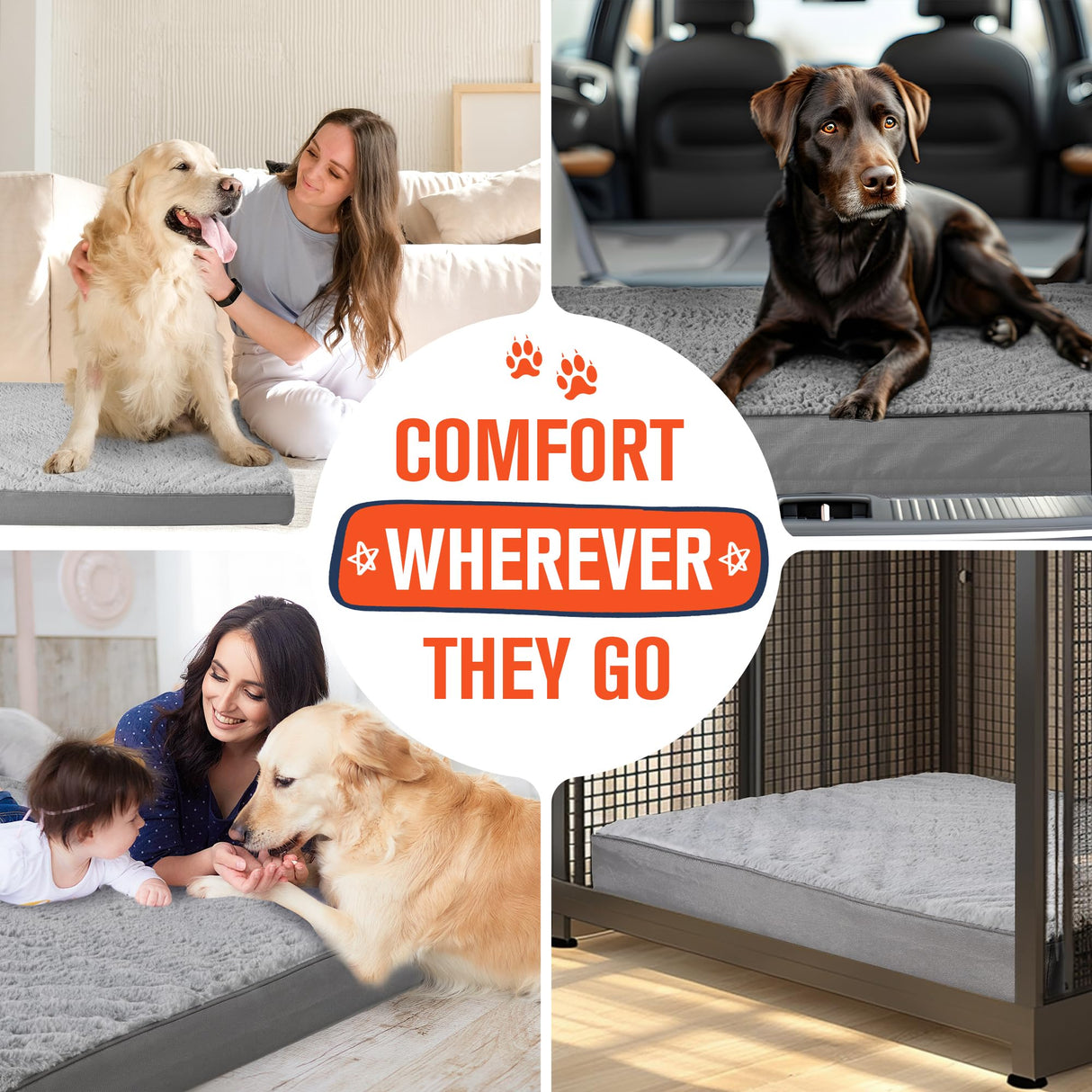 Simple Trending Orthopedic Dog Bed for Large Dogs, Egg Crate Foam & Removable Cover, Washable Pet Bed, 36 x 27 Inch, Gray