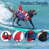 Baipesiy Dog Life Jacket, American Flag Ripstop Shark Dog Life Vest for Swimming & Boating, High Buoyancy Reflective Pet Vest with Rescue Handle, for X-Small/Medium/Large/X-Large Dogs (USA Flag, M)