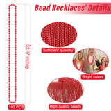 EOBOH 100PCS Mardi Gras Beads, Red Beads Party Favors, 33" Toy Necklaces Festival Costumes, Festival Parade Throw Accessories for Weddings Valentines Christmas Celebrations Decor