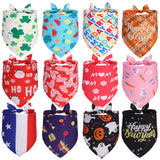 EXPAWLORER Holiday Dog Bandanas - 12 Pack Pet Bandana for Whole Year, Festival Puppy Scarf Dog Handkerchiefs Halloween Christmas New Year Birthday Triangle Bibs for Small Medium Large Breeds, Large