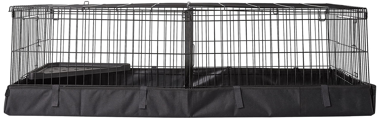 Amazon Basics Leakproof Canvas Bottom Guinea Pig Cage, Easy to Clean Small Animal Habitat with Divider Set, Indoor/Outdoor, Portable, No Tools Needed, 47.6"L x 24.2"W x 14"H, Black