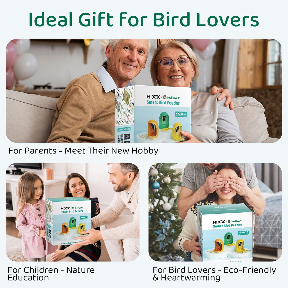 HIXX Smart Bird Feeder with Camera, AI Identify Birds & Auto Capture, 2K HD Live Camera Birdwatching with Color Night Vision for Bird Lovers Gifts (Forest Green)