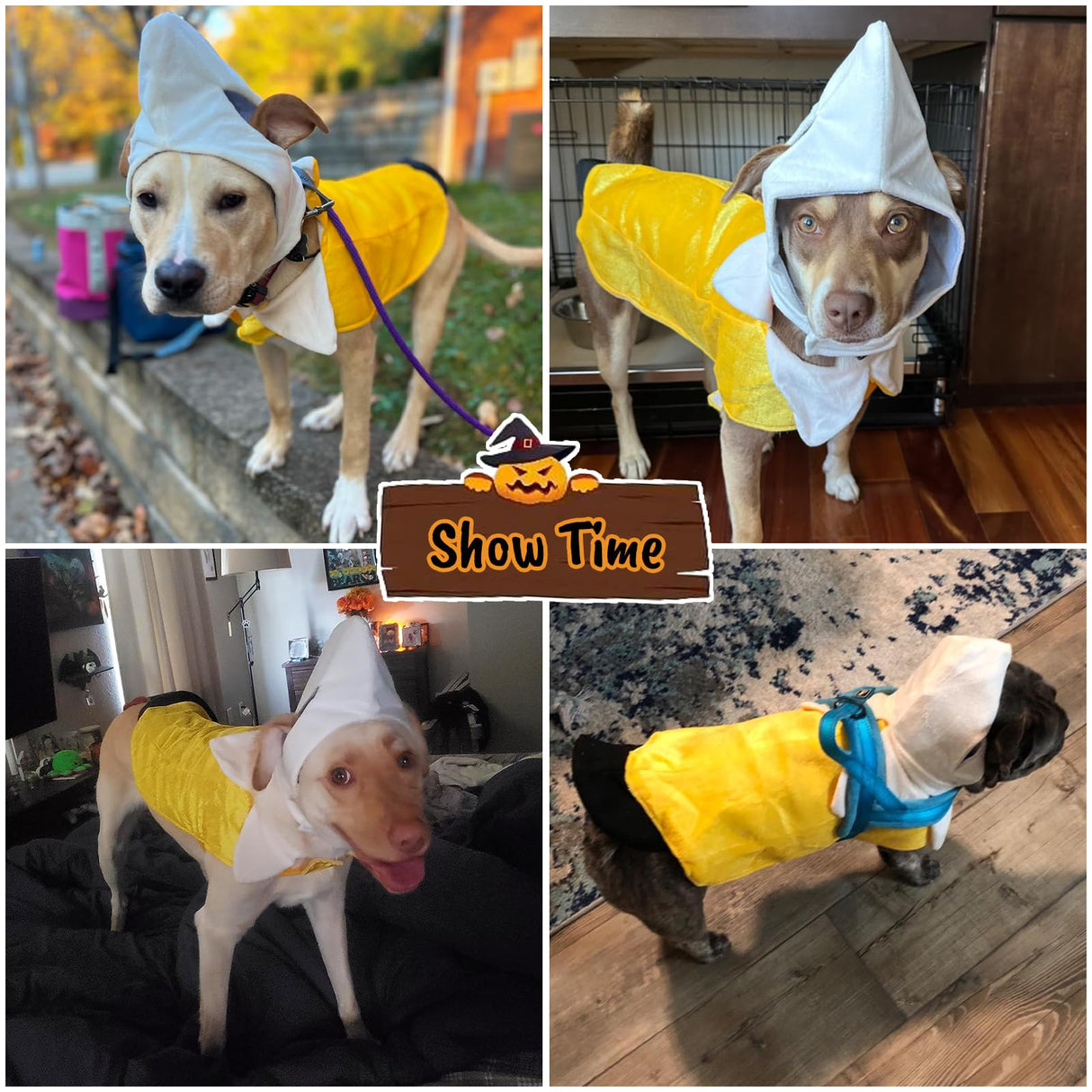 Banana Dog Costume - Funny Halloween Cosplay Jumpsuit Fashion Dress for Puppy to Large Dogs - Special Events Photo Props Accessories
