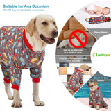 LovinPet Large Dog Pajamas: Large Breed Pitbull/Boxer/Labrador/Doberman, Lightweight Onesie, Space-Travel Grey Print,Post Surgery Shirt,UV Protection, Pet Anxiety Relief, Wound Care for Big Dog /2XL