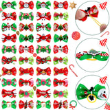 Weewooday 90 Pcs Christmas Dog Hair Bows Xmas Grooming Dog Hair Accessories Bows with Rubber Bands Pet Topknot for Xmas Party Decor Pet Gift