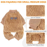 KOOLTAIL Dog Pajamas with Leash D-Ring, Fuzzy Sweater Onesie for Small Dogs, Warm Fleece Pet Jumpsuit Shirt, Lightweight Puppy Cat Pjs Clothes Coat Outfits for Chihuahua, Pitbull, Boy Girl, Beige M