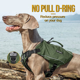 ONETIGRIS Y-Shaped Dog Backpack with Handle, Pockets & No Pull D-Rings, Lightweight Hiking Gear for Dogs Hunting Camping Travel (Medium, Green)
