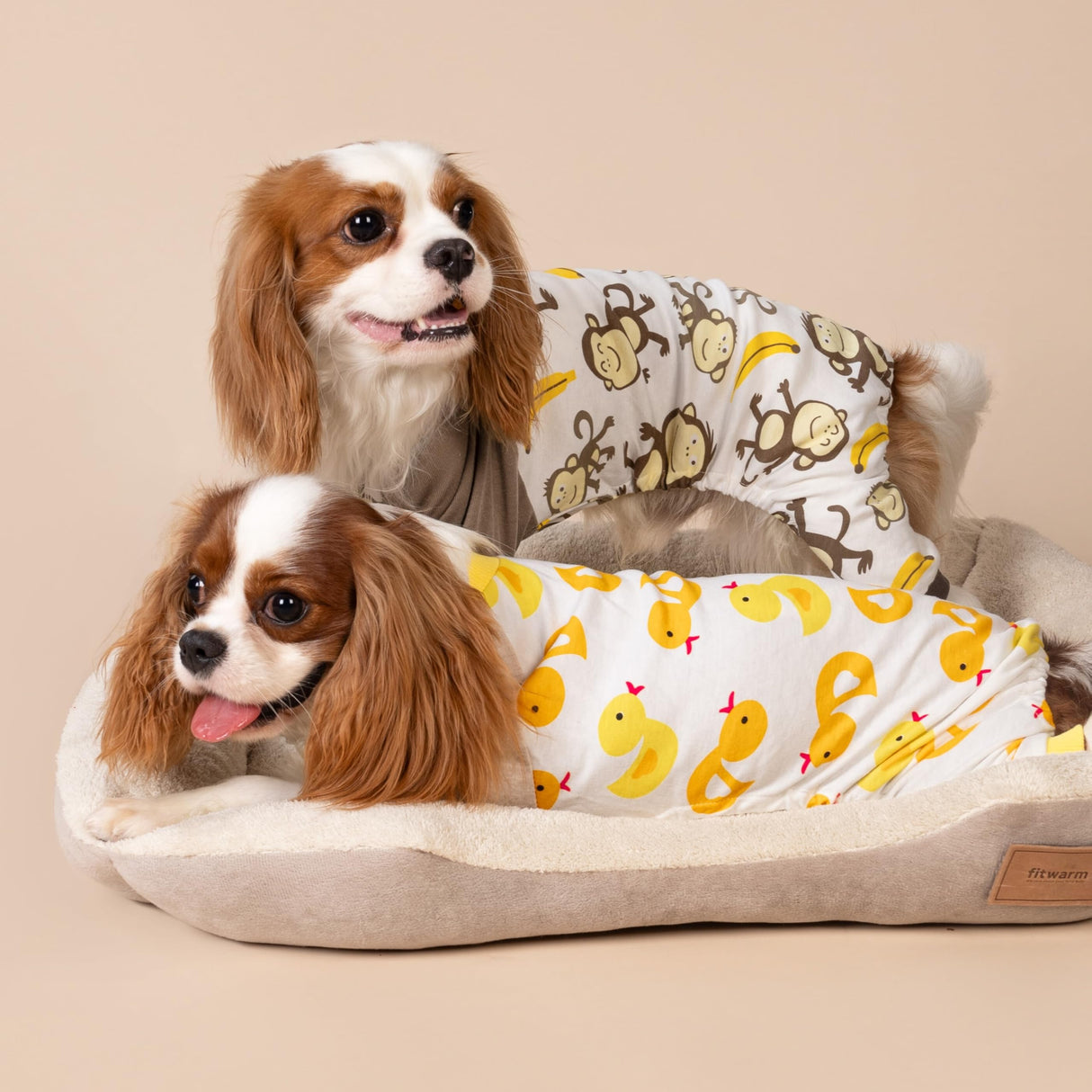 Fitwarm Monkey Dog Pajamas, Cute Dog Clothes for Small Dogs Boy Girl, Pet Onesie Clothing, 100% Breathable Cotton, Brown, XXL