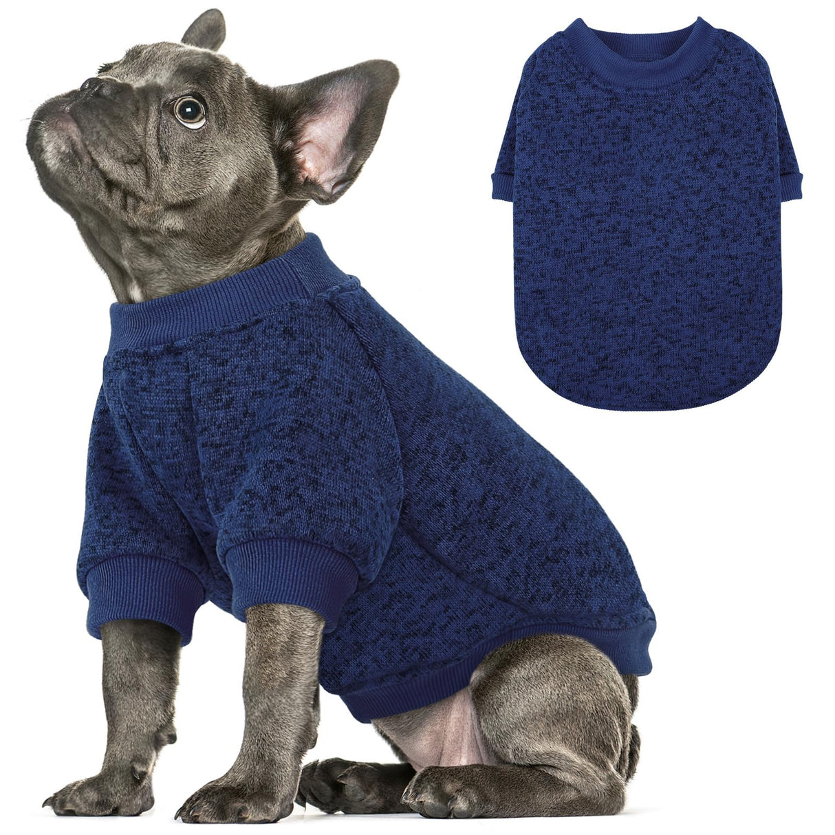 Queenmore Large Dog Sweater,Dog Fleece Sweater,Sweaters for Large Dogs,Sweatshirts for Dogs Girl Boy,Warm Soft Fleece Lining Crewneck Pet Winter Sweatshirts for Male Female Cats Puppy,Blue