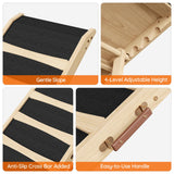 HOOBRO Dog Ramp for Bed, 15.7" Width Folding Pet Ramp with Guardrail and Non-Slip Mat, Dog Ramp for Couch, 4-Level Adjustable from 9.8" to 18.9", for Small Dogs, Natural and Black NB48PT03