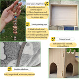 Guinea Pig Hideout, Small Animals House with | Mat Ramp | Cave | Blanket | Toy |, Wooden Detachable Castle for Guinea Pig Cages Accessories, Bed Hut Habitats for Hamster Bunny Playing Sleeping Hiding