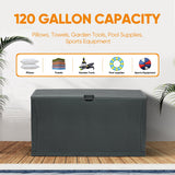 ZYJOYY 100 Gallon Resin Deck Box Waterproof Outdoor Storage Box and Patio Furniture Side Table for Pool Accessories, Gardening Tools, Outdoor Indoor Cushions, Lockable, UV Resistant