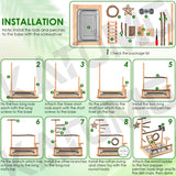 KATUMO Bird Playground - Natural Wooden Perches Parakeet Ladder Conure Swing Bird Cage Accessories with Removable Tray & 2 Stainless Steel Cups
