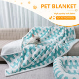 Maidewow Waterproof Pet Blanket,Dog Bed Covers Couch Sofa Stylish Jacquard Pets Throw Blankets for Puppy Cats Washable Reversible Furniture Protection Covers (Blue Wave,L)