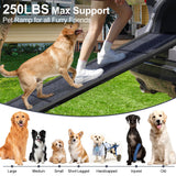 PetRuna Dog Ramp for Car 63" Long & 17.3" Wide Portable Dog Ramps for Large Dogs with Non-Slip Rug Surface Dog Car Ramp for SUV Car & Truck, Folding Dog Ramp Up to 250LBS