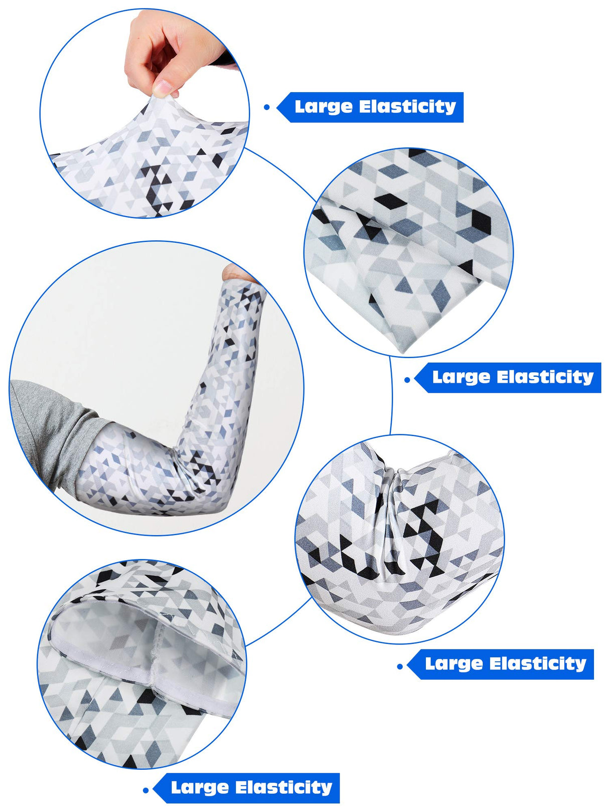 Hicarer 10 Pair UV Sun Protection Arm Sleeves Compression Sports Cooling Sleeves for Men Women Teenager Youth Golf Baseball Basketball Running Outdoor (Blue Series, Novel Camo)