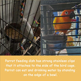 kathson Stainless Steel Bowls for Birds,4 Pcs Parrot Feeder Dish Cups,Bird Cage Water Food Bowl Coop Cup with Clamp Holder for Parrots Cockatiel Budgies Parakeet Lovebird(S)