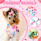 Huhumy 100 Pcs Dog Bandanas Bulk Hawaiian Dog Bandanas Summer 3 Sizes Washable Adjustable Scarf for Beach Small Medium Large Pet Supplies(Donut)