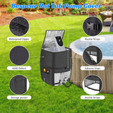 Hot Tub Spa Heater Pump Cover,Waterproof 600D Oxford Fabric Aluminum Film Insulated Cover,Inflatable Hot Tub Spa Heater Pump,Easy Installation with Zipper and Adhesive Straps,Black,Square