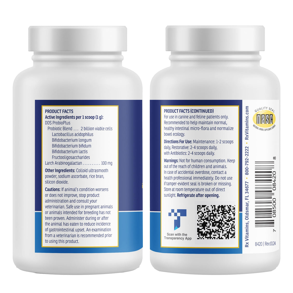 Rx Vitamins Rx Biotic - Probiotic Powder for Dogs and Cats - Cat Digestive Support & Probiotic for Dogs Gut Health - Dog Probiotics for Digestive Health - 1.25oz