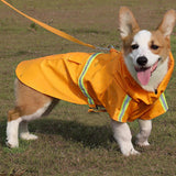 Reflective Strip Dog Raincoat, Ultra - Light Breathable Waterproof Rain Jacket with Hood, Adjustable Sizes for Small/Medium/Large Dogs, (M)