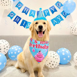 Floofelove 9Pcs Boy Gril Dog Birthday Decorations - Boy Dog Birthday Hat Party Supplies with Birthday for Dogs Hat Bandana Banner & Balloons Bow tie Outfits