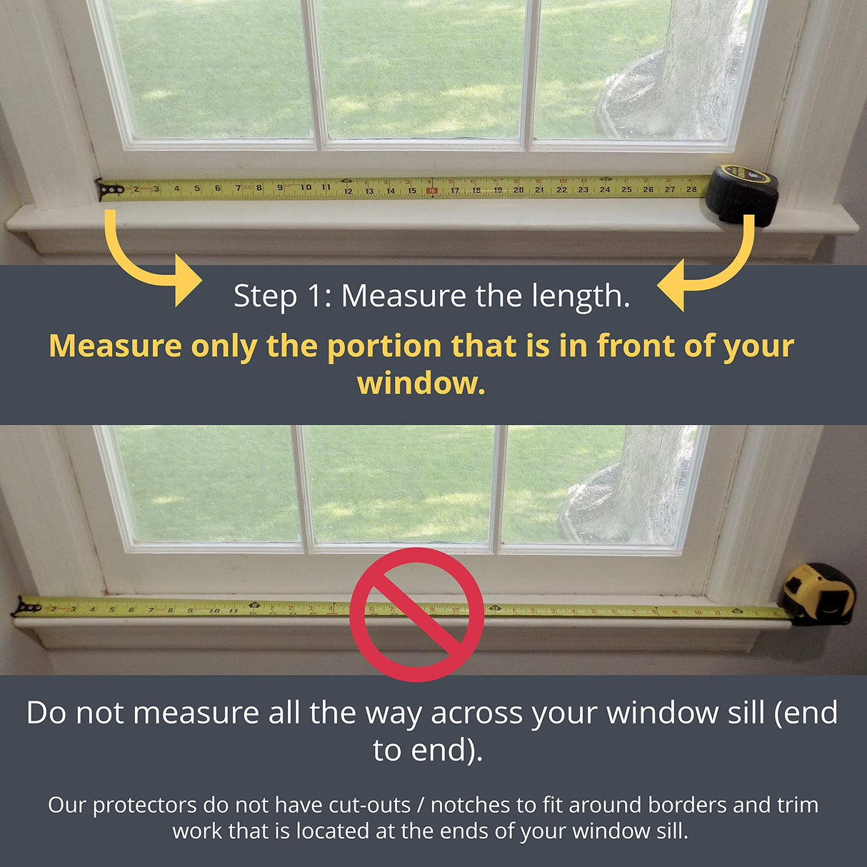 26.5 in. Long x 5.25 in. deep - Clear Cat and Dog Window Sill Protector - Durable Rigid Windowsill Cover Guards Against Pet Claws, Scratching, Drooling, Box of 1 Sill Protector with Mounting Coins