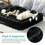 Faux Fur Orthopedic Dog Bed, Extra Large Dog Bed, Supportive Foam Pet Sofa with Waterproof Lining Cover, Washable U-Shaped Pet Couch with Anti-Slip Bottom Design, Black XXL 48x32x8 inch