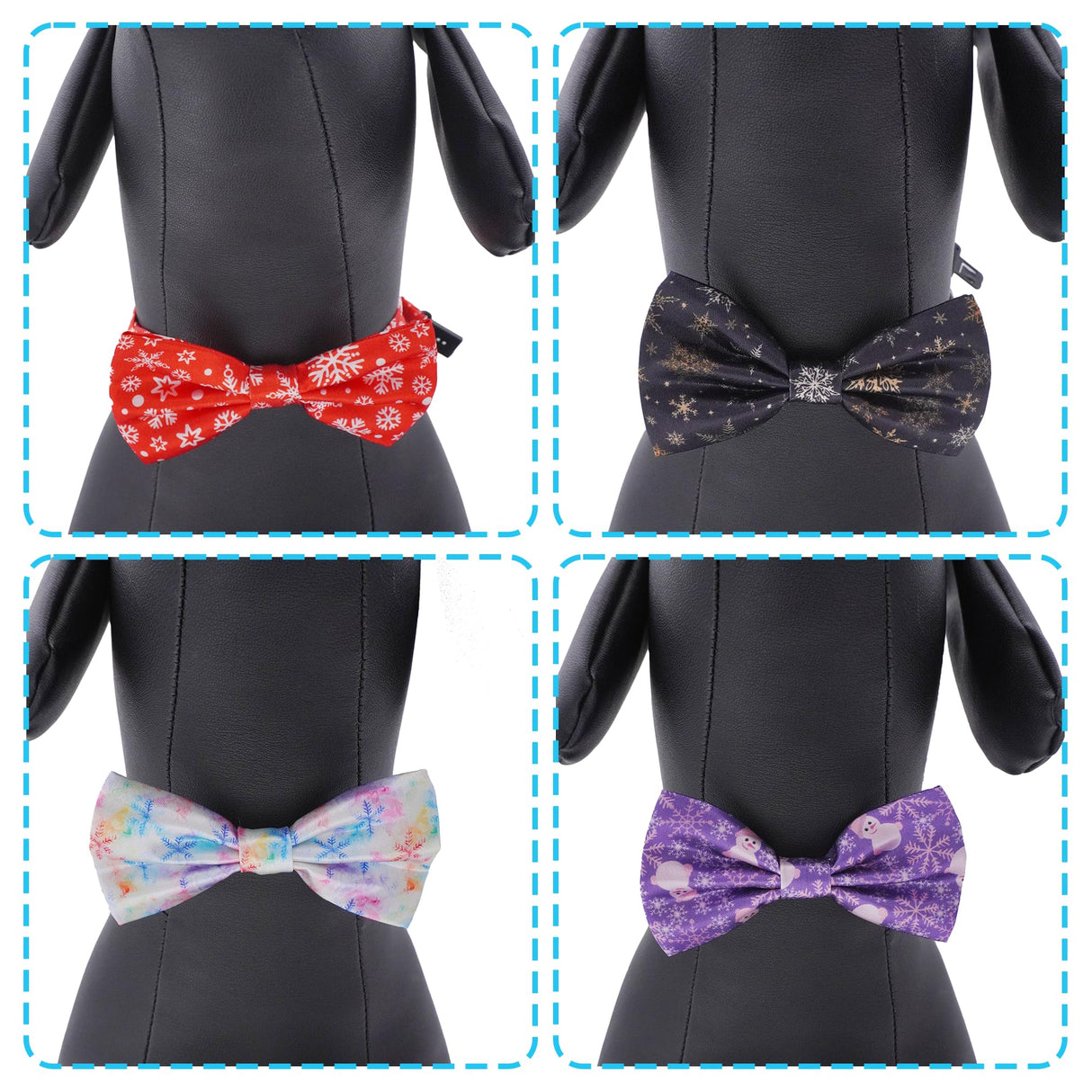 Pai Sence 30 PCS Winter Dog Bow Ties Bulk for Medium Large Dogs Winter Dogs Bowties with Adjustable Ties Bow Ties Party Grooming L