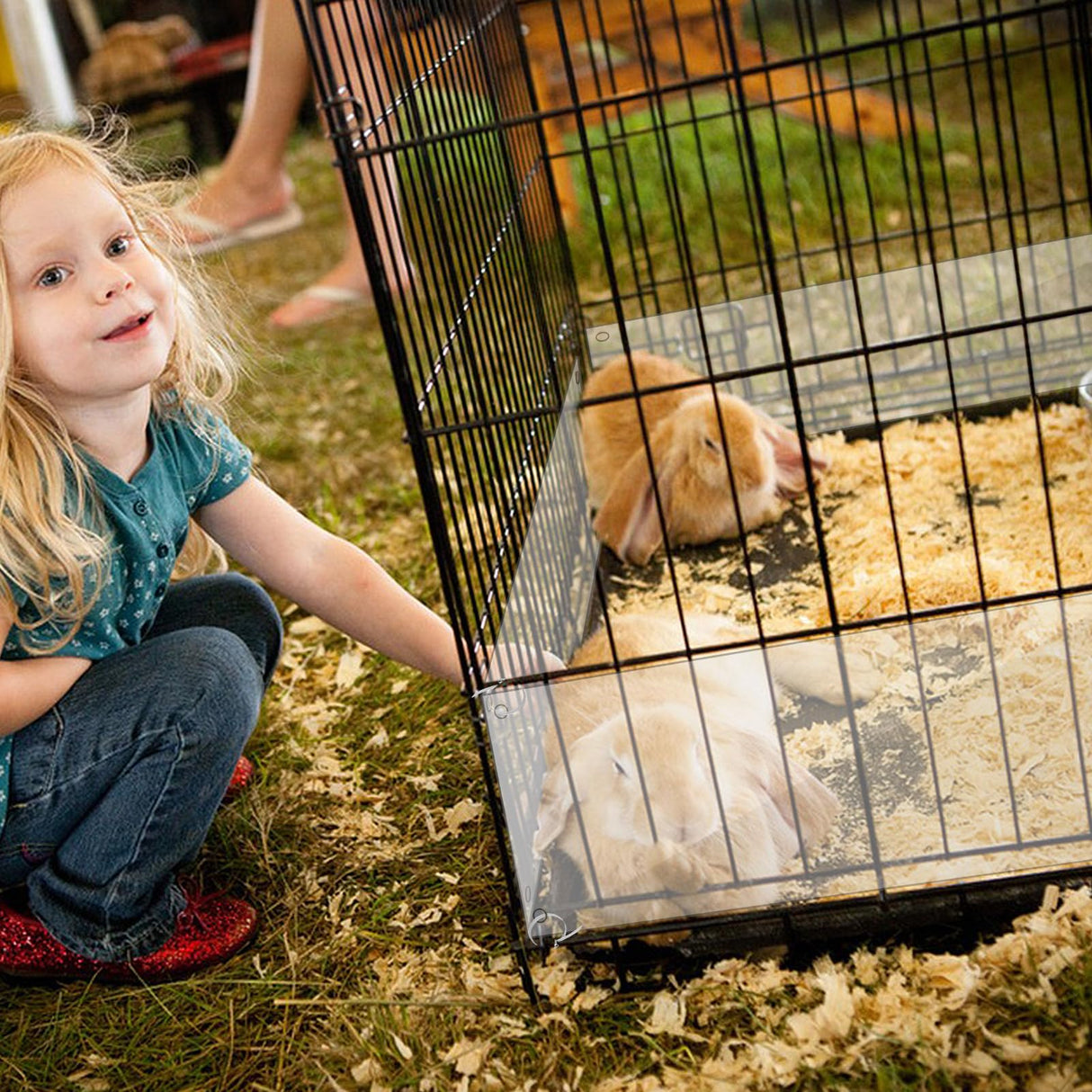 10 Pcs Pet Cage Liner 15.7'' x 6'', Cage Urine Guard Side Lining Clear Sheet with 50 Pcs Stainless Steel Zip Ties, Anti-Urine Side Lining Sheet for Rabbit Guinea Pig Hamster Ferret Chinchilla