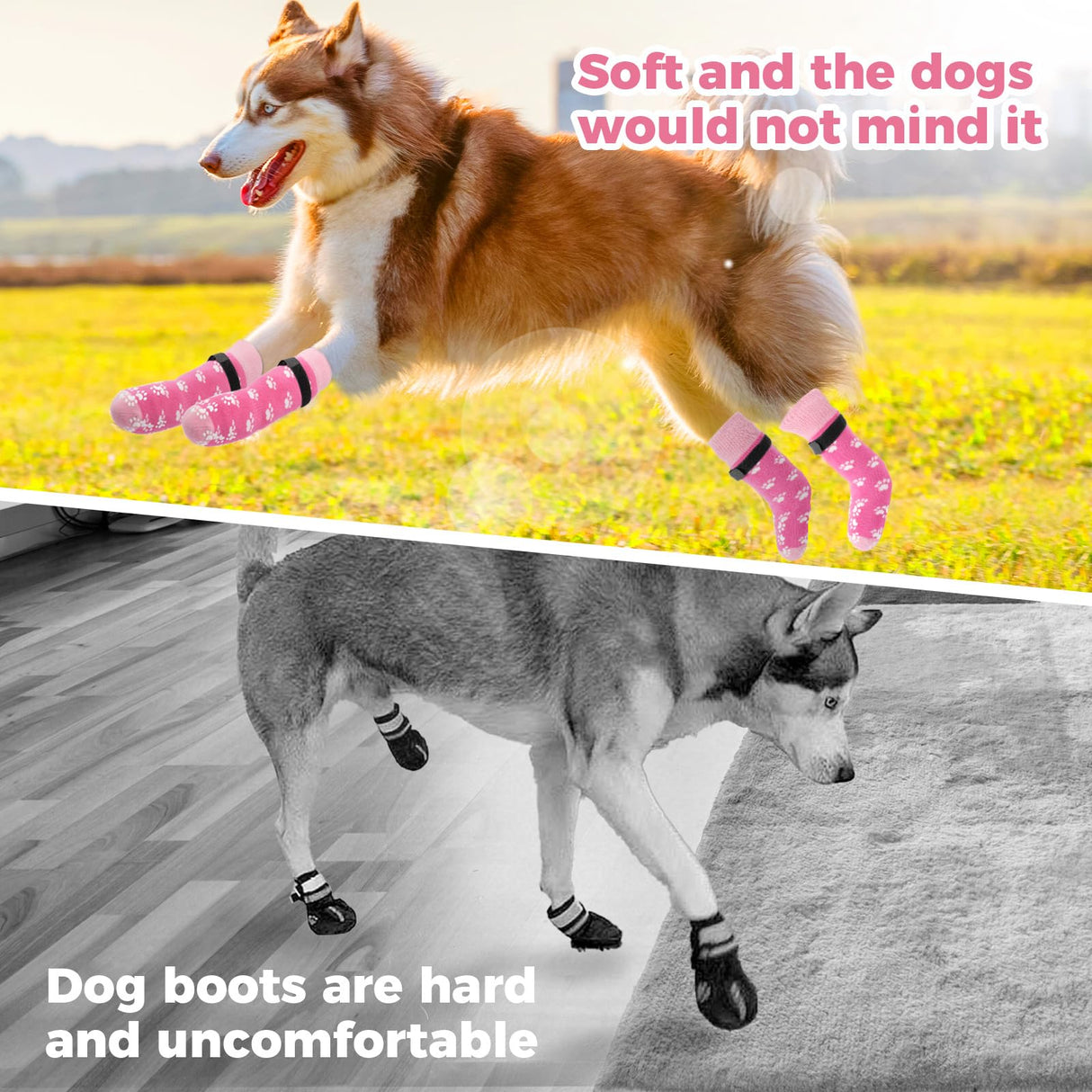 Non-Slip Dog Socks Prevent Licking Paws,Socks for Senior Dogs Walk on Hardwood Floor,Dog Grippers with Strong Traction,Dog Essentials,Pink 2 Pairs,XL