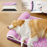 Jolifield Orthopedic Dog Bed Large Sized Dog with Pillow 36''X24'', Waterproof Soft Comfortable Egg Crate Foam Pet Crate Beds Mat with Removable Washable Cover and Non-Slip Bottom, Lilac