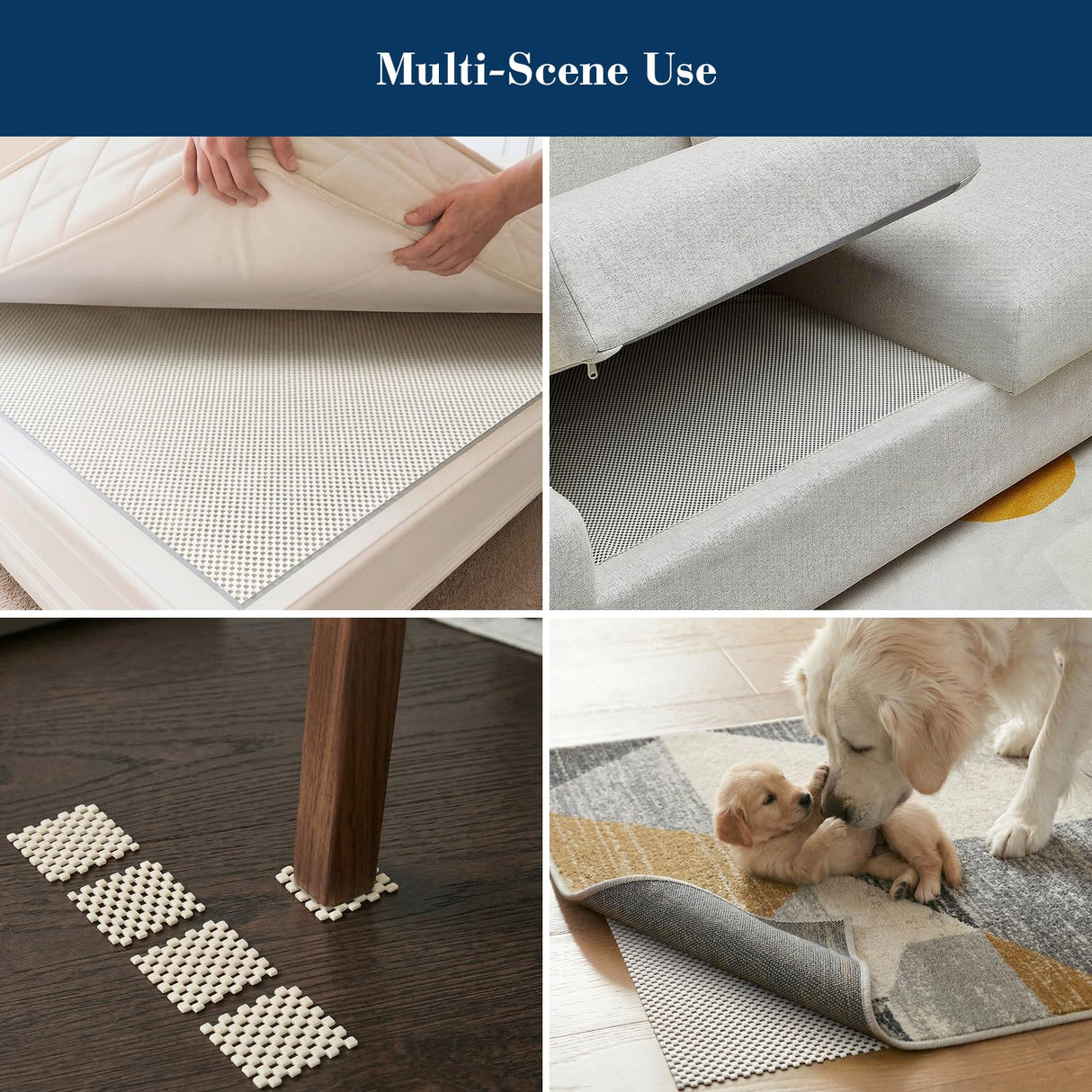 Rug Gripper Pad for Hardwood Floors, Thick Non Slip Rug Pads for Area Rugs, Rug Grippers for Tile Floors, Under Carpet Anti Skid Mat, Keep Your Rugs Safe and in Place, 2x3 Ft