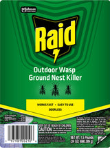 Raid Outdoor Wasp Ground Nest Killer, Dust Insecticide for Outside Household Use on Wasps, Fast-Working, Easy-to-Use and Odorless, 24 oz