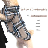 Plaid Dog Shirt,Soft Casual Pet Shirt Clothes, Dog Cotton Shirt with Bow Tie for Wedding,Christmas Costumes (Dark Khaki, XX-Large)