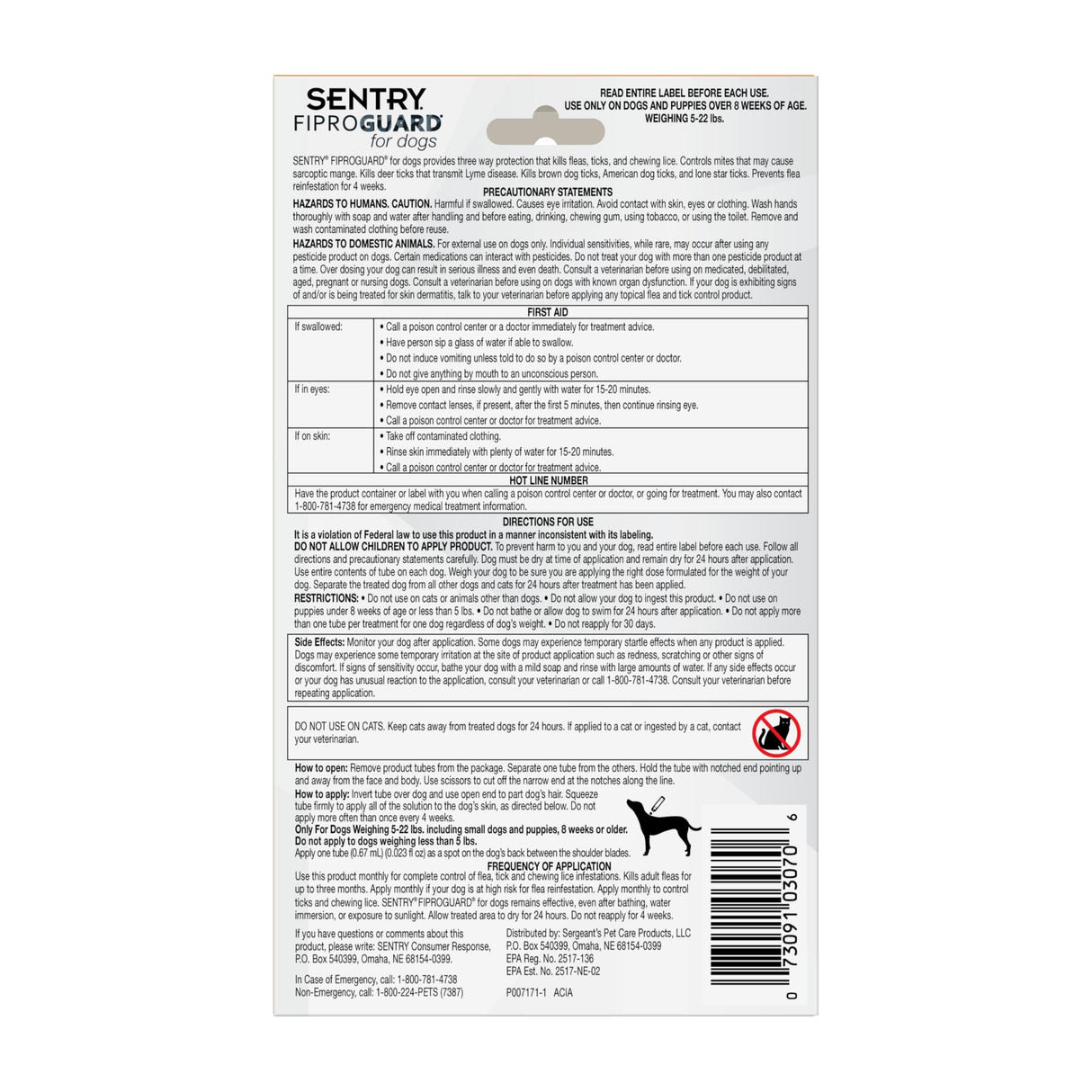 Fiproguard Flea & Tick Squeeze-On for Dogs Upto 22 lbs, 6-PACK