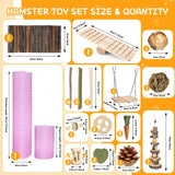 Kagoty 40 PCS Hamster Toys Set, Guinea Pig Toys Enrichment Hamster Tubes and Tunnels, Rat Enrichment Toy with Bridge, Seesaw, Swing, Ball for Gerbils, Chinchillas, Dwarf and Syrian Mouse