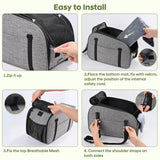 Petzauber Dog Car Seat for Small Dog - Center Console Dog Car Seat with Double Protection Safety Belt and Non-Slip Bottom, Portable Pet Booster Seat with Washable Cushion & Storage Pocket, Grey