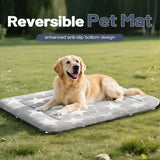 Fogkiss Dog Bed Mat, Reversible Dog Crate Pad with Washable Kennel Mat and Soft Foam, Pet Bed for Dogs & Cats, for Crates Carriers & Travel(Big&Small Stars Grey, 35" L*23" W*1.5" Th)