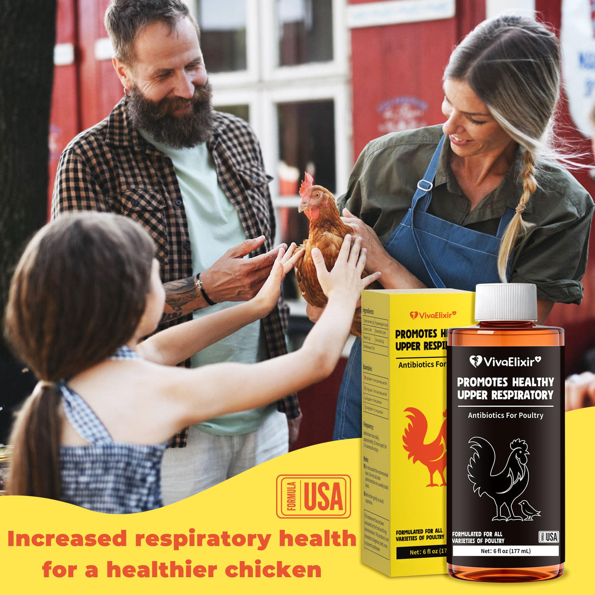 Respiratory Aid for Poultry - Chicken Supplement - Drinking Water Additive - Supports Respiratory Health in Roosters - Suitable for All Birds - 6 oz Dropper - Made in USA